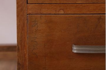 レトロ家具　昭和レトロ　古いナラ材製のシンプルなアンティーク片袖机