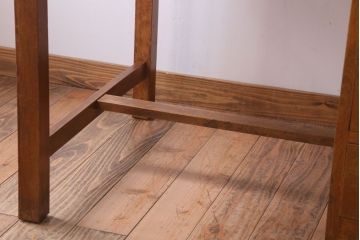 レトロ家具　昭和レトロ　古いナラ材製のシンプルなアンティーク片袖机