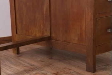 レトロ家具　昭和レトロ　古いナラ材製のシンプルなアンティーク片袖机