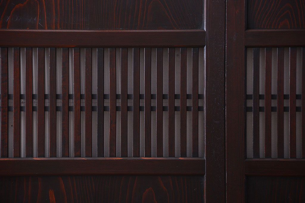 古民具・骨董　明治期　古い木の格子帯戸3枚セット