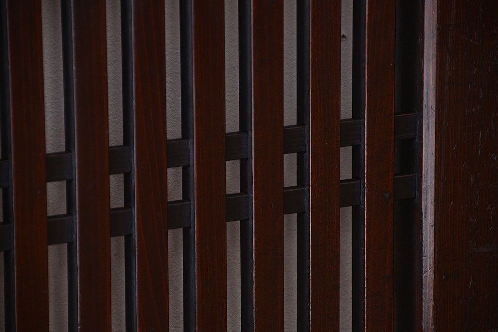 古民具・骨董　明治期　古い木の格子帯戸3枚セット