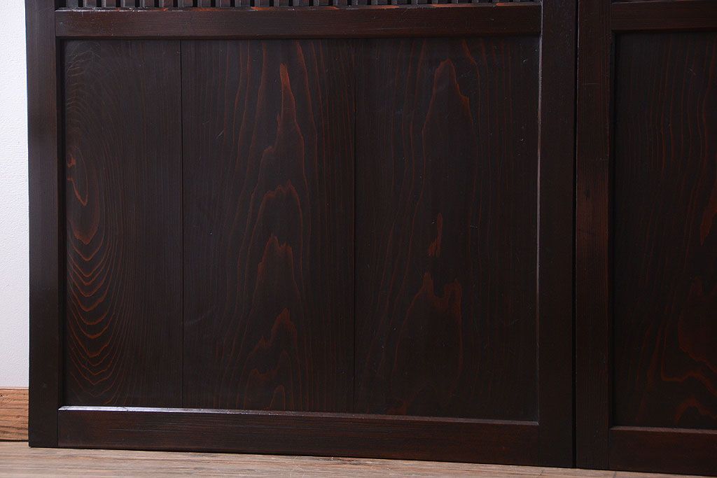 古民具・骨董　明治期　古い木の格子帯戸3枚セット