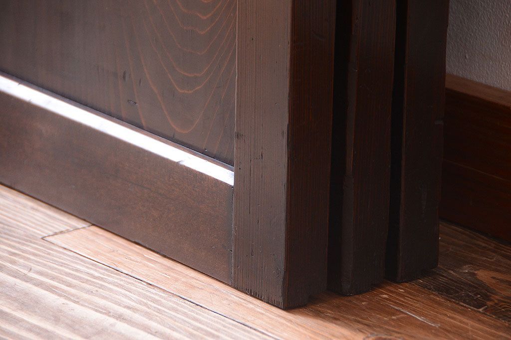 古民具・骨董　明治期　古い木の格子帯戸3枚セット