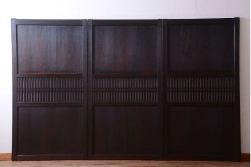 古民具・骨董　明治期　古い木の格子帯戸3枚セット