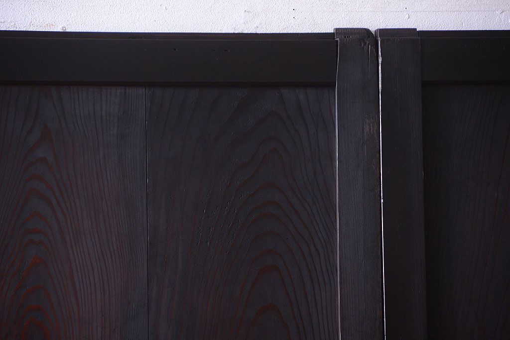 古民具・骨董　明治期　古い木の格子帯戸3枚セット