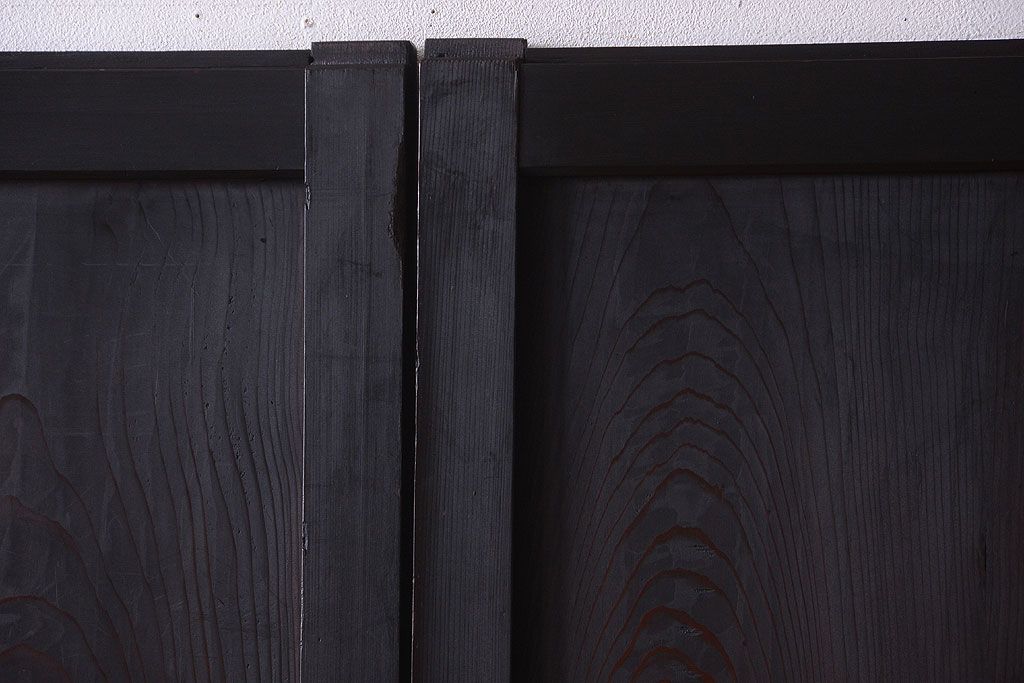 古民具・骨董　明治期　古い木の格子帯戸3枚セット