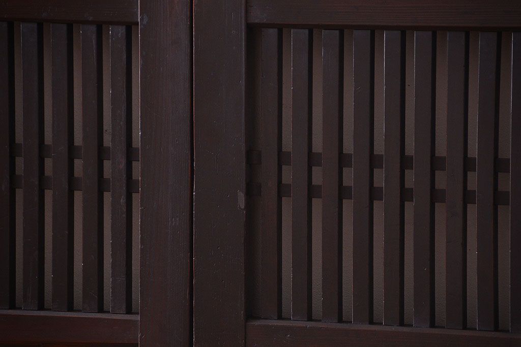 古民具・骨董　明治期　古い木の格子帯戸3枚セット
