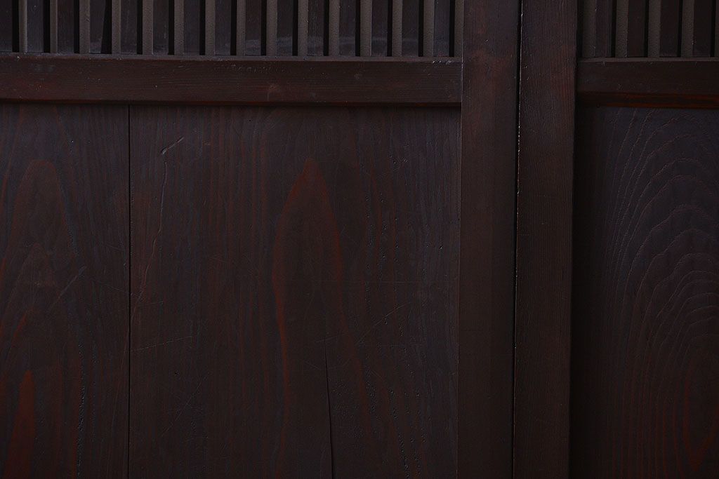 古民具・骨董　明治期　古い木の格子帯戸3枚セット