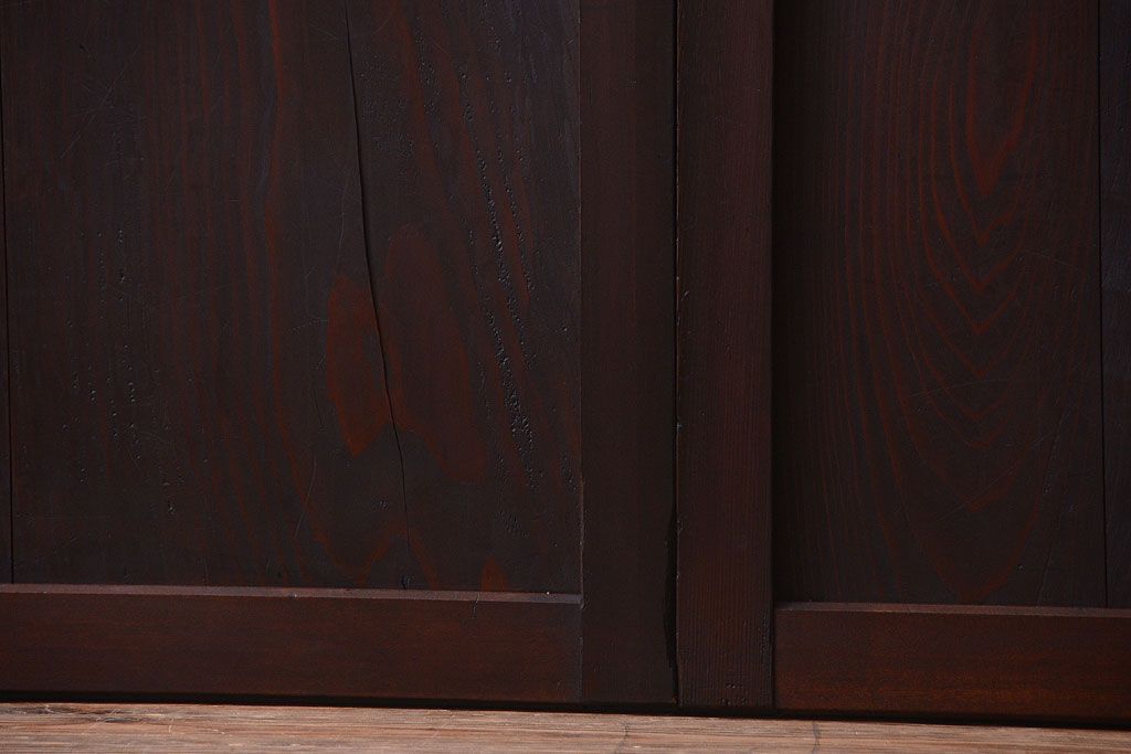 古民具・骨董　明治期　古い木の格子帯戸3枚セット