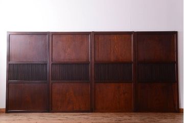 古民具・骨董　明治期　古い木の無双格子帯戸4枚セット