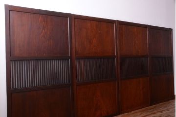 古民具・骨董　明治期　古い木の無双格子帯戸4枚セット