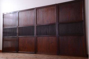 古民具・骨董　明治期　古い木の無双格子帯戸4枚セット