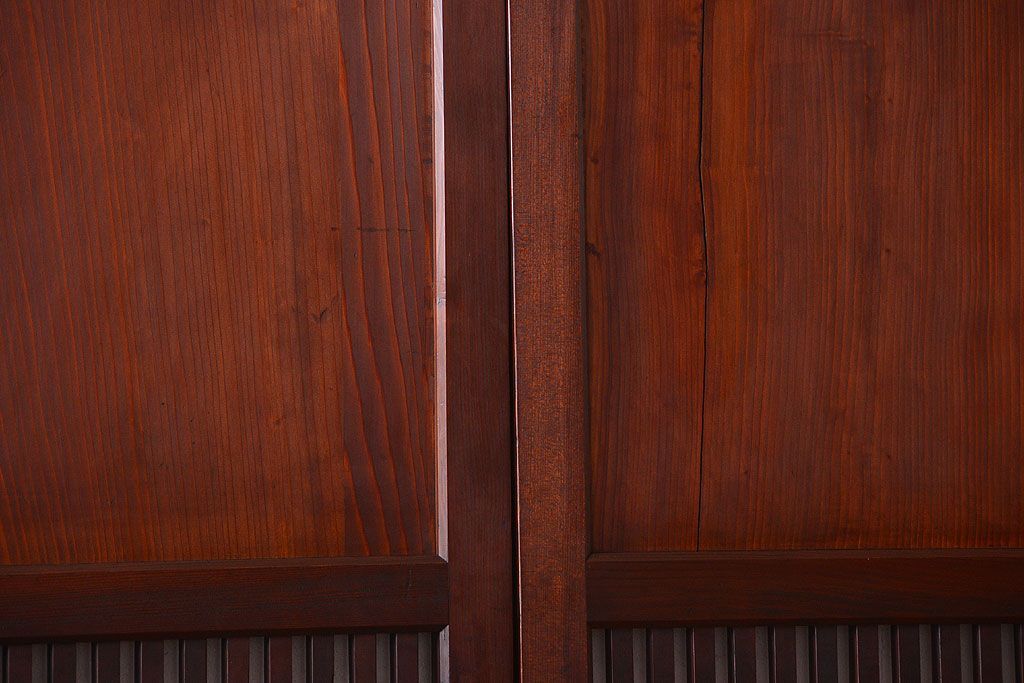 古民具・骨董　明治期　古い木の無双格子帯戸4枚セット