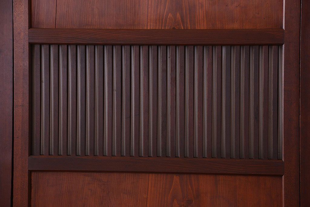 古民具・骨董　明治期　古い木の無双格子帯戸4枚セット