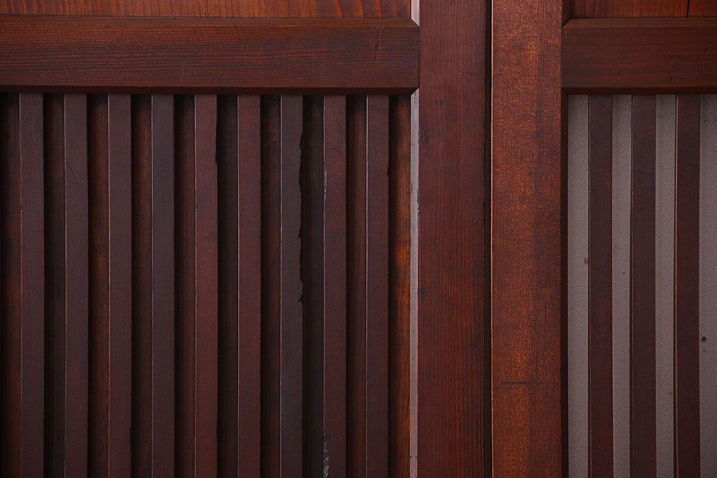 古民具・骨董　明治期　古い木の無双格子帯戸4枚セット