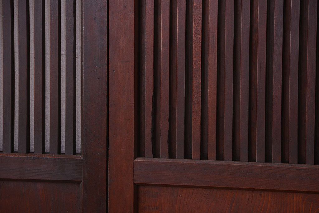 古民具・骨董　明治期　古い木の無双格子帯戸4枚セット