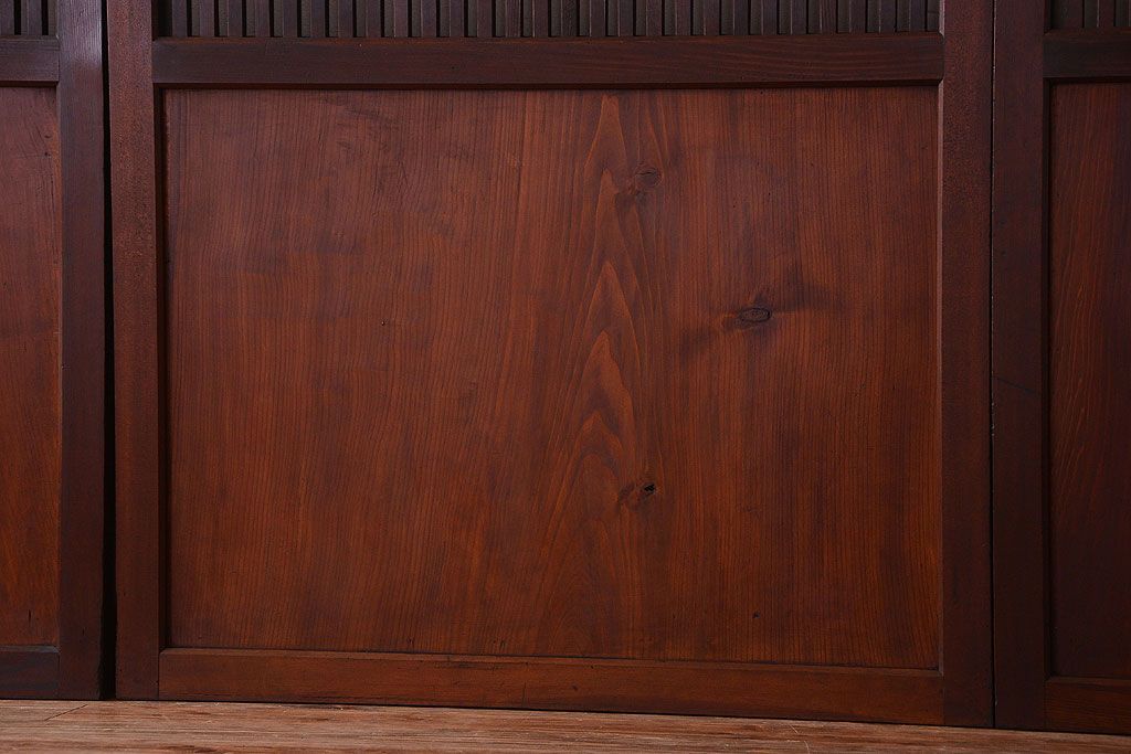 古民具・骨董　明治期　古い木の無双格子帯戸4枚セット