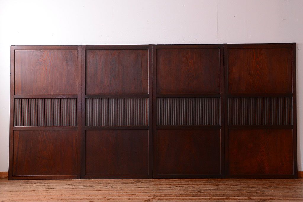 古民具・骨董　明治期　古い木の無双格子帯戸4枚セット