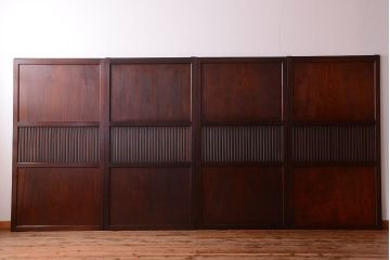 古民具・骨董　明治期　古い木の無双格子帯戸4枚セット