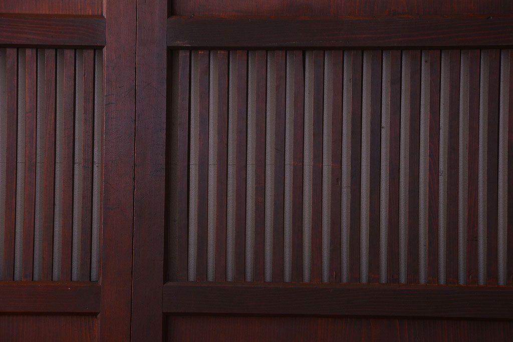 古民具・骨董　明治期　古い木の無双格子帯戸4枚セット