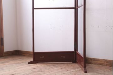 アンティーク雑貨　古民具・骨董　上品な朱色の屏風衣桁
