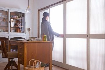 アンティークペイント　モールガラス戸4枚セット