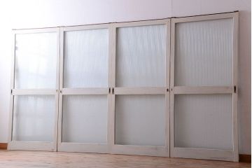 アンティークペイント　モールガラス戸4枚セット