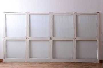 アンティークペイント　モールガラス戸4枚セット