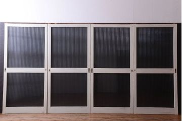 アンティークペイント　モールガラス戸4枚セット