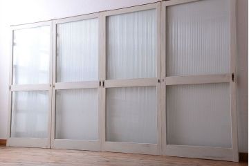 アンティークペイント　モールガラス戸4枚セット