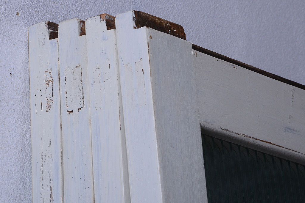 アンティークペイント　モールガラス戸4枚セット