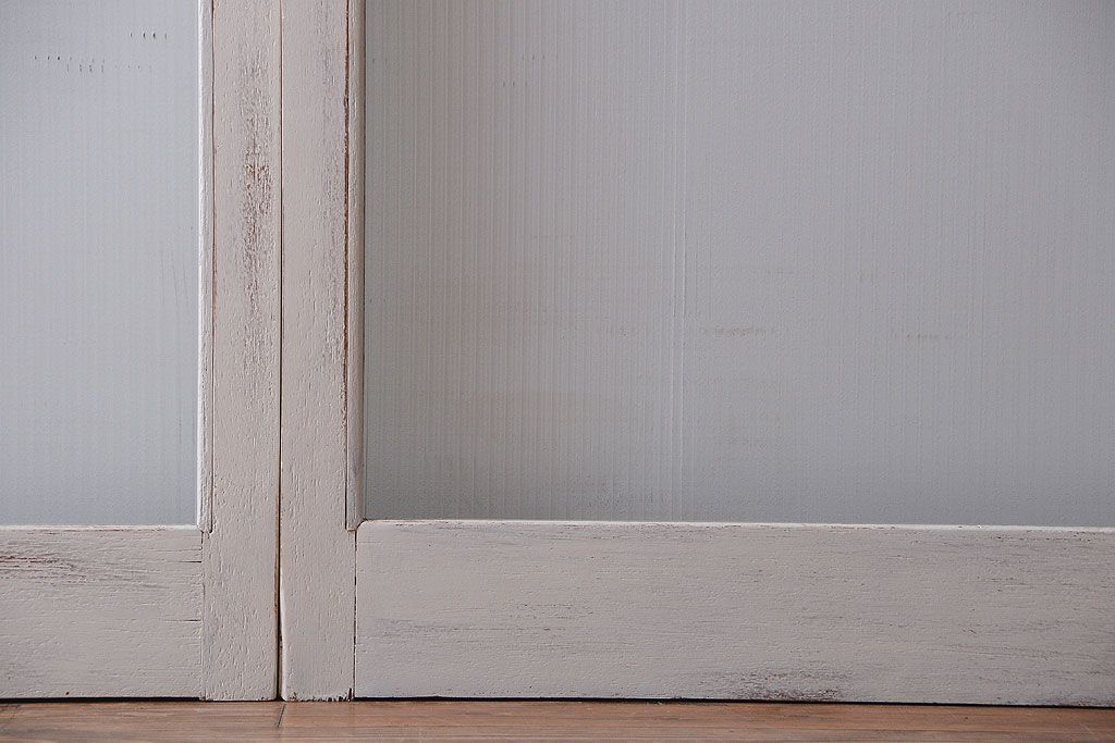 アンティークペイント　モールガラス戸4枚セット