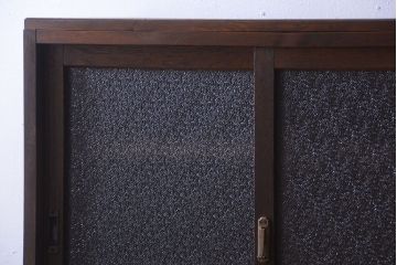 アンティーク家具　古民具・骨董　ダイヤガラス引き戸のアンティーク収納棚