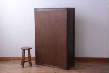 アンティーク家具　古民具・骨董　ダイヤガラス引き戸のアンティーク収納棚