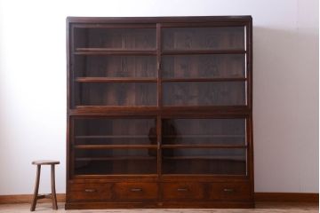 レトロ家具　昭和レトロ　和製アンティークの二段重ね収納棚