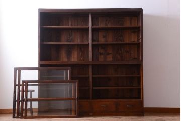 レトロ家具　昭和レトロ　和製アンティークの二段重ね収納棚