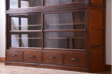 レトロ家具　昭和レトロ　和製アンティークの二段重ね収納棚