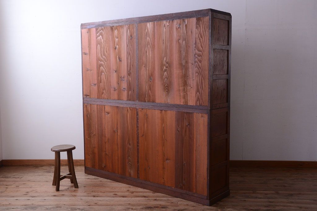 レトロ家具　昭和レトロ　和製アンティークの二段重ね収納棚