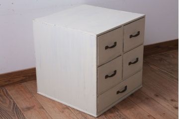 アンティーク家具　和製アンティーク　アンティークホワイトペイントの小引き出し