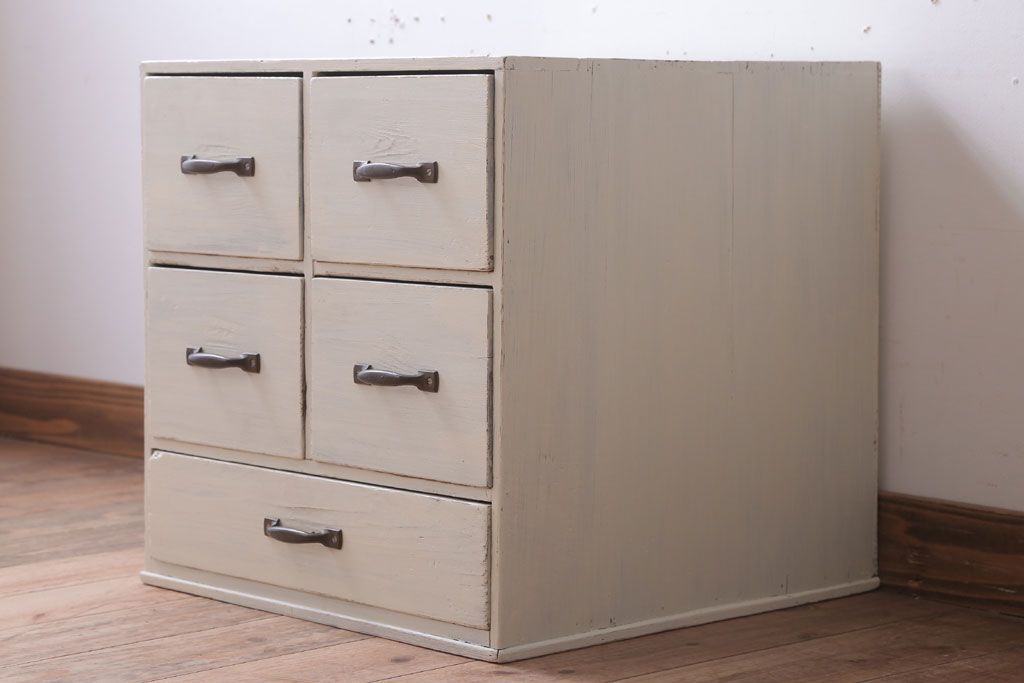 アンティーク家具　和製アンティーク　アンティークホワイトペイントの小引き出し