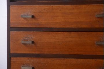 レトロ家具　昭和レトロ　レトロガラス入り!古い木製のアンティークチェスト