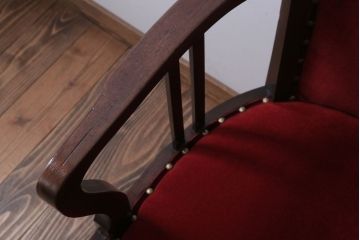 アンティーク家具　大正ロマン　古いナラ材のアームチェア(キャプテンチェア)(2)