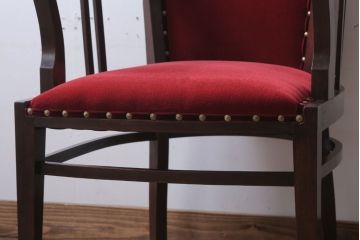 アンティーク家具　大正ロマン　古いナラ材のアームチェア(キャプテンチェア)(2)