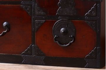 アンティーク家具　古民具・骨董　明治期　前面欅材!アンティーク仙台箪笥
