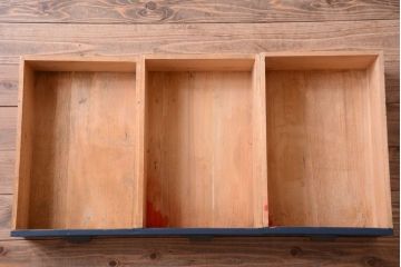 アンティーク家具　アンティーク 古い木製のネイビーペイント片袖机