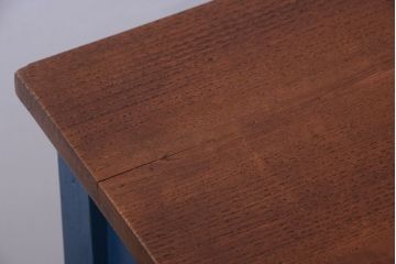 アンティーク家具　アンティーク 古い木製のネイビーペイント片袖机