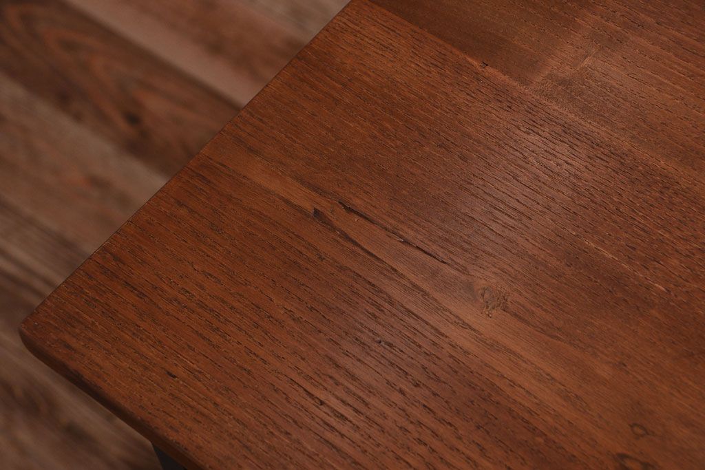 アンティーク家具　アンティーク 古い木製のネイビーペイント片袖机