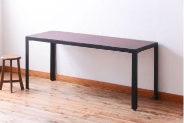 アンティーク家具　アンティーク　天板欅古材一枚板の鉄脚ダイニングテーブル(作業台)