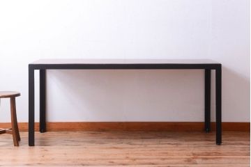 アンティーク家具　アンティーク　天板欅古材一枚板の鉄脚ダイニングテーブル(作業台)