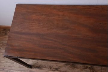 アンティーク家具　アンティーク　天板欅古材一枚板の鉄脚ダイニングテーブル(作業台)